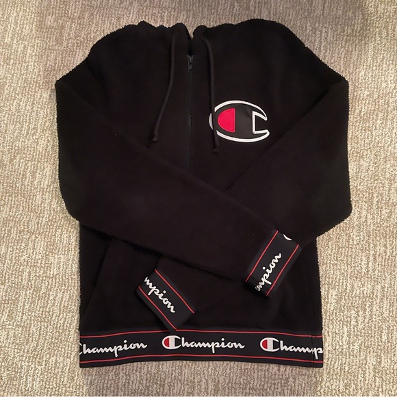 Champion Sherpa 1/2 Zip Hoodie Sweatshirt - Picture 3 of 4